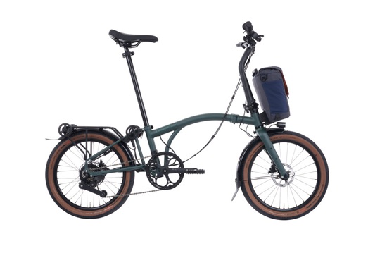 Lightweight folding electric bike featuring a compact frame, rear cargo rack, and efficient pedal-assist system for city riders.