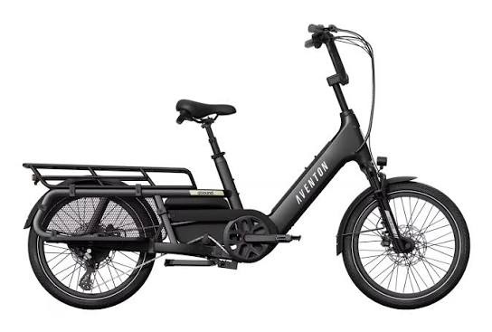 Aventon Abound LR cargo e-bike with rear rack and integrated cargo platform.