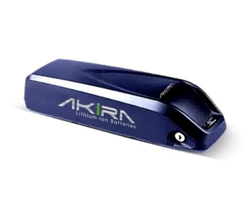 Akira lithium-ion e-bike battery pack with built-in key lock and charging port