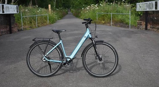 Light blue Tenways CGO800S lightweight electric city bike